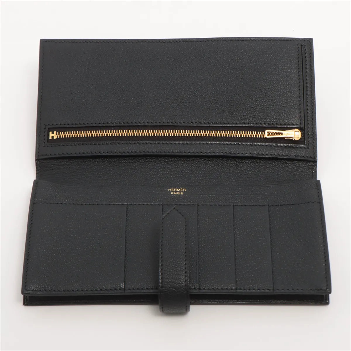 Hermès Bearn Soufflet Chevre Long Wallet Black