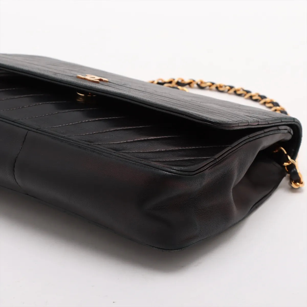 Chanel CC Logo Lambskin Chain Shoulder Bag Black