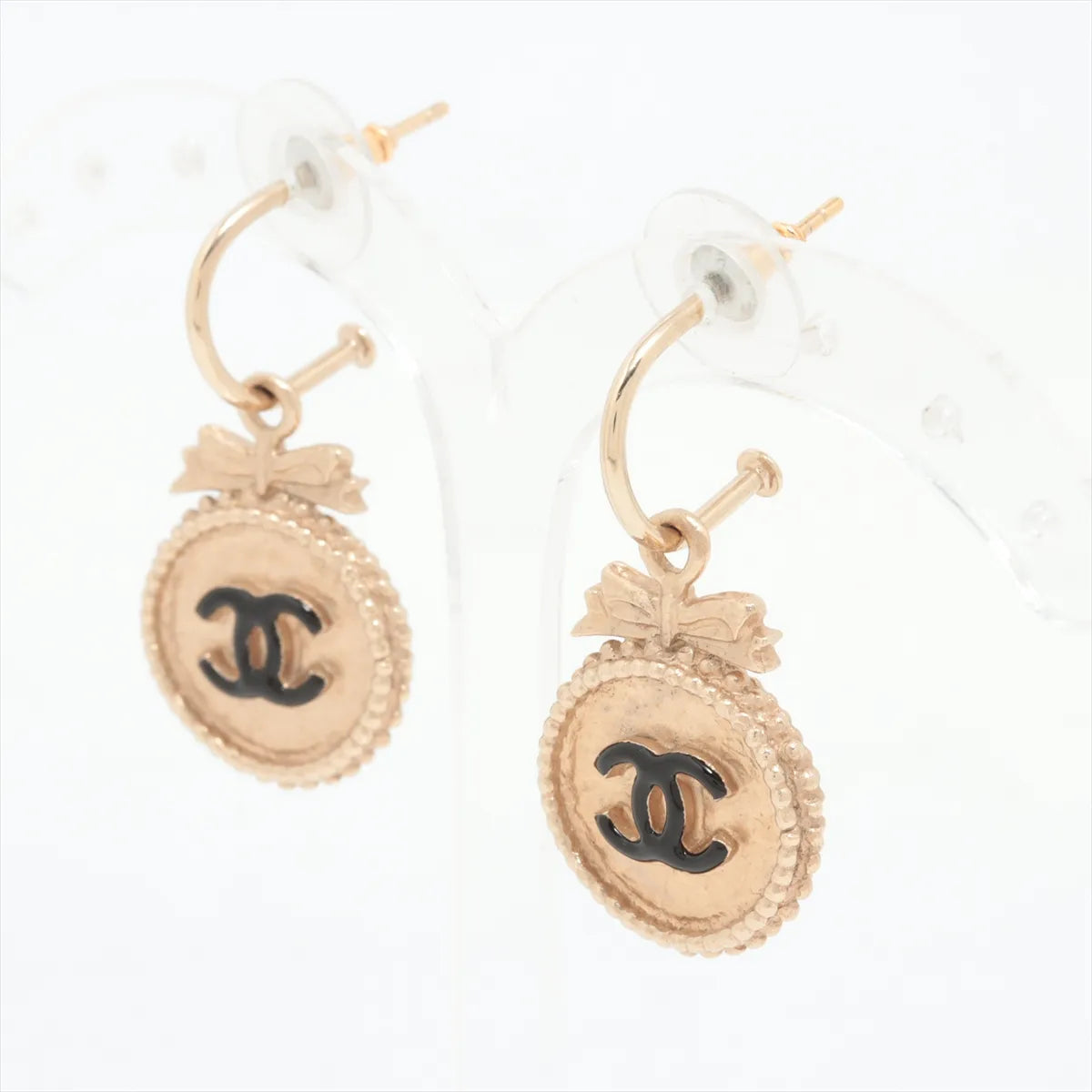 Chanel CC Logo Round Dangle Hoop Earring