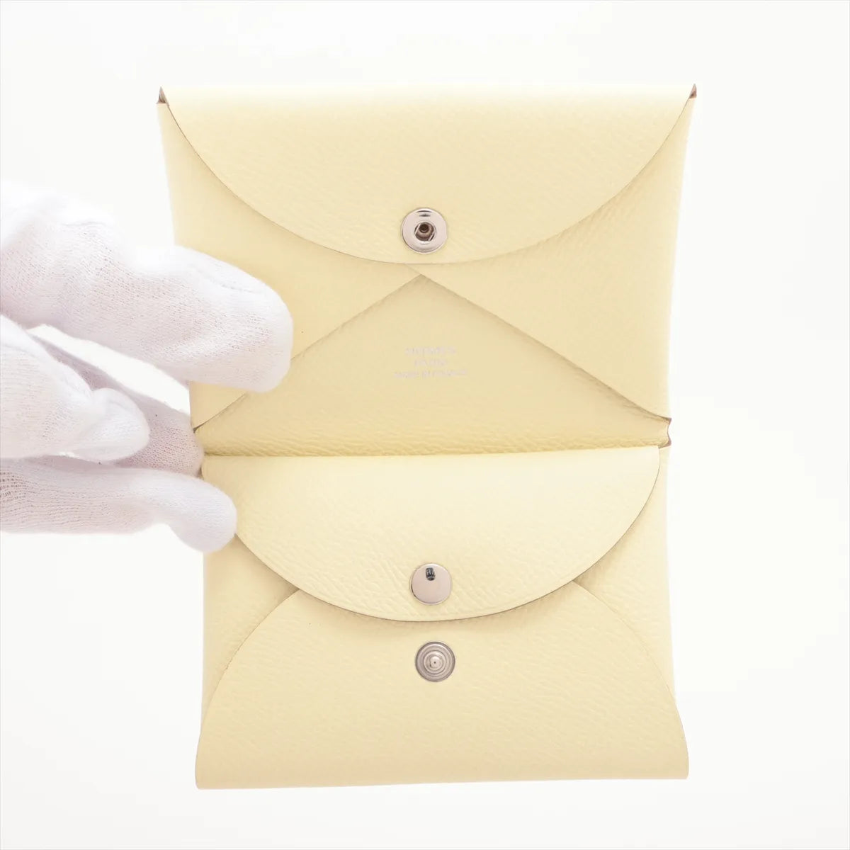 Hermès Calvi Duo Veau Epsom Coin Purse Cream Yellow