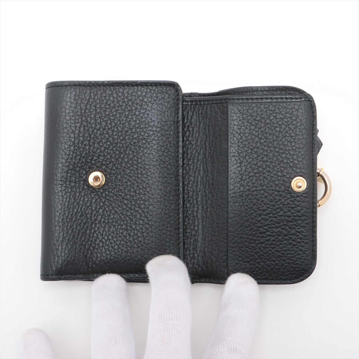 Chloe Alphabets Leather Compact Wallet Black