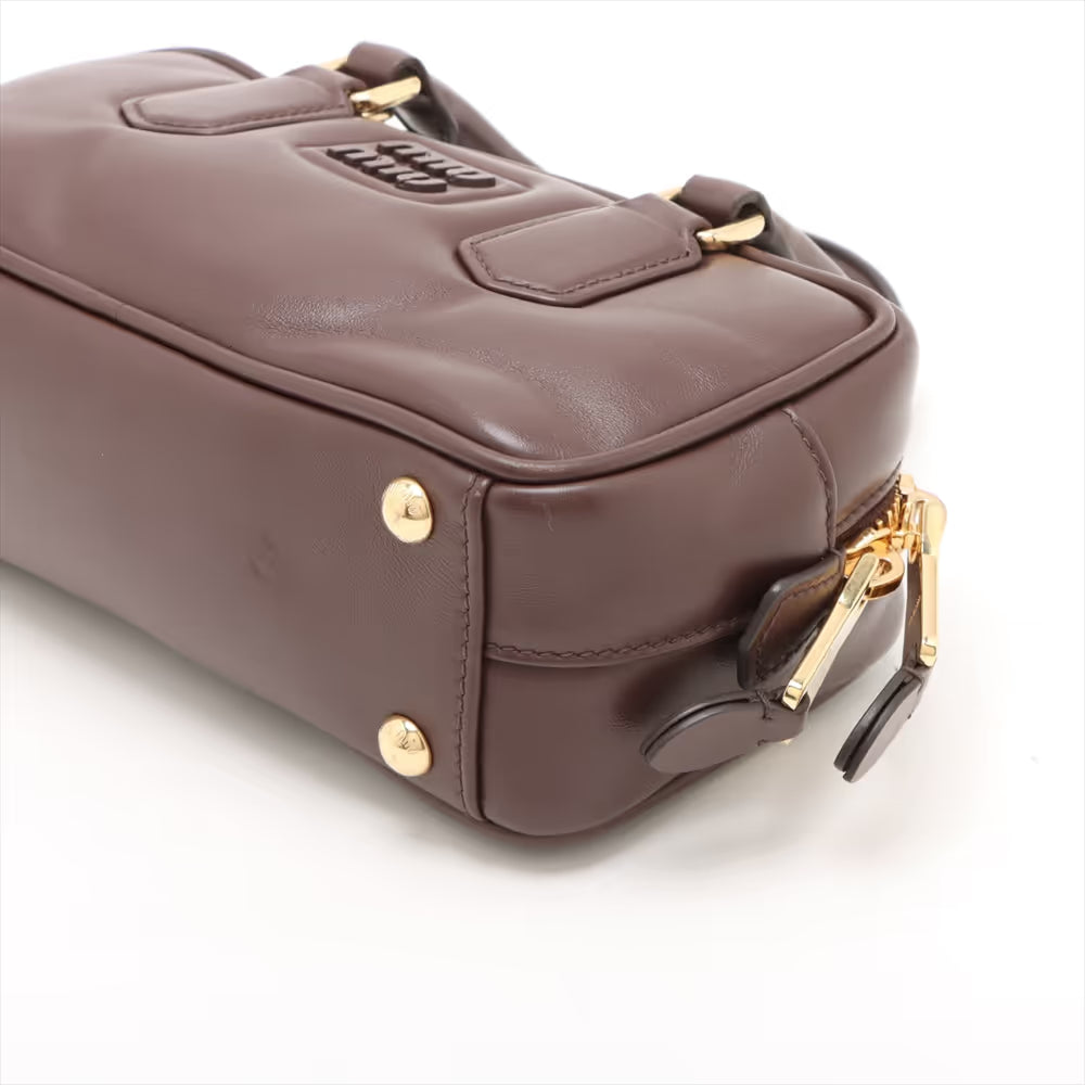 Miu Miu Arkady Leather Two-Way Handbag Brown — product photo 3