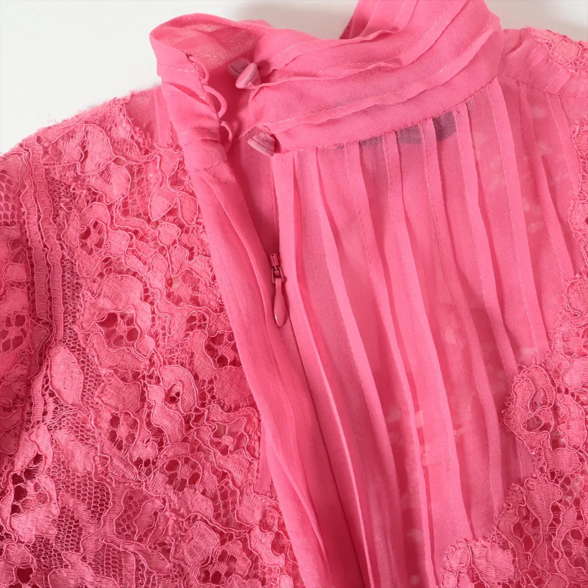 Valentino Garavani Lace See-through Longsleeve Blouse Pink