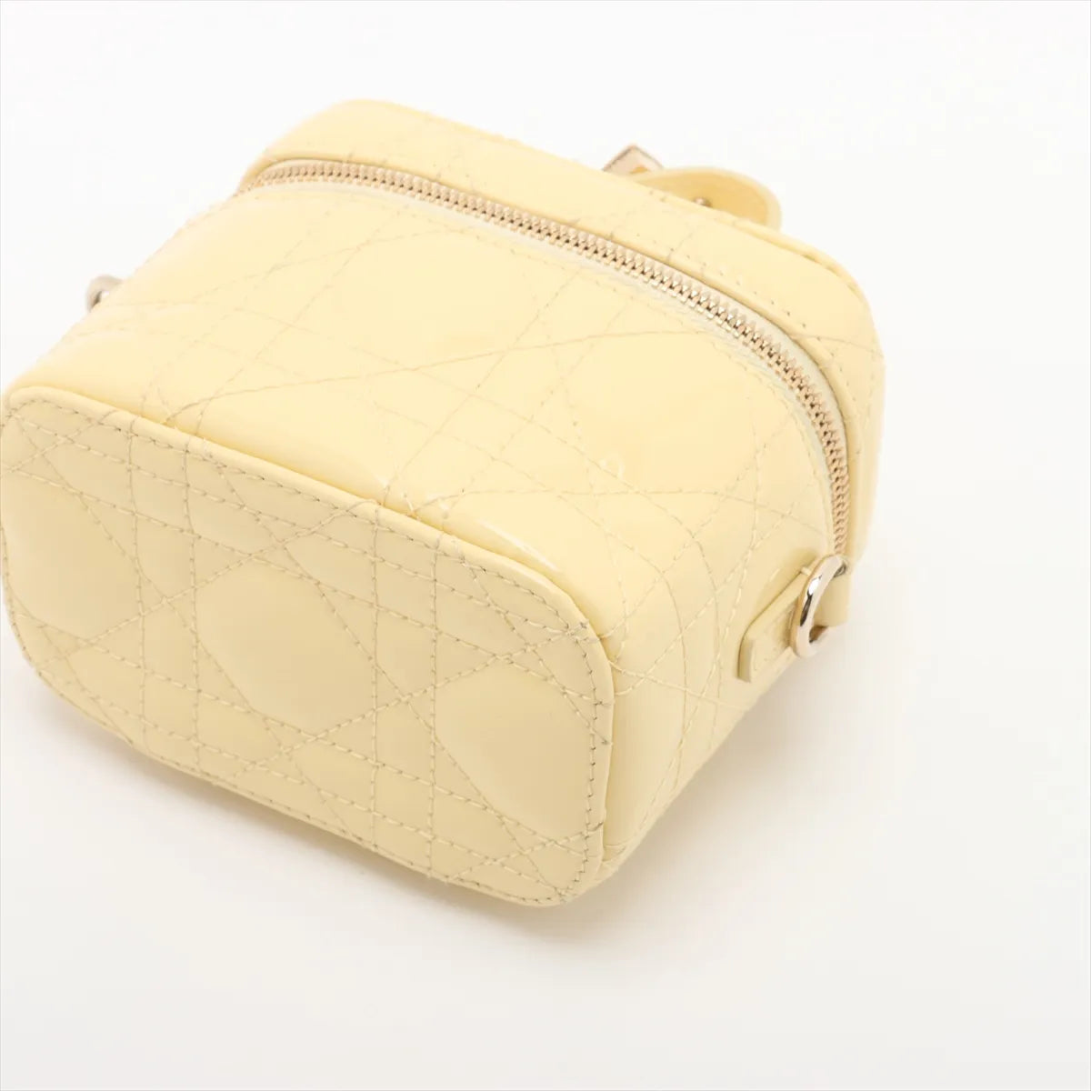Christian Dior Micro Cannage Patent Leather Vanity Bag Yellow