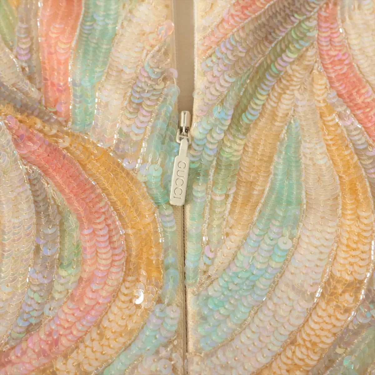 Gucci Sequins *exclusive runway* Silk Ribbon Long Sleeve Mini Dress Orange x Green