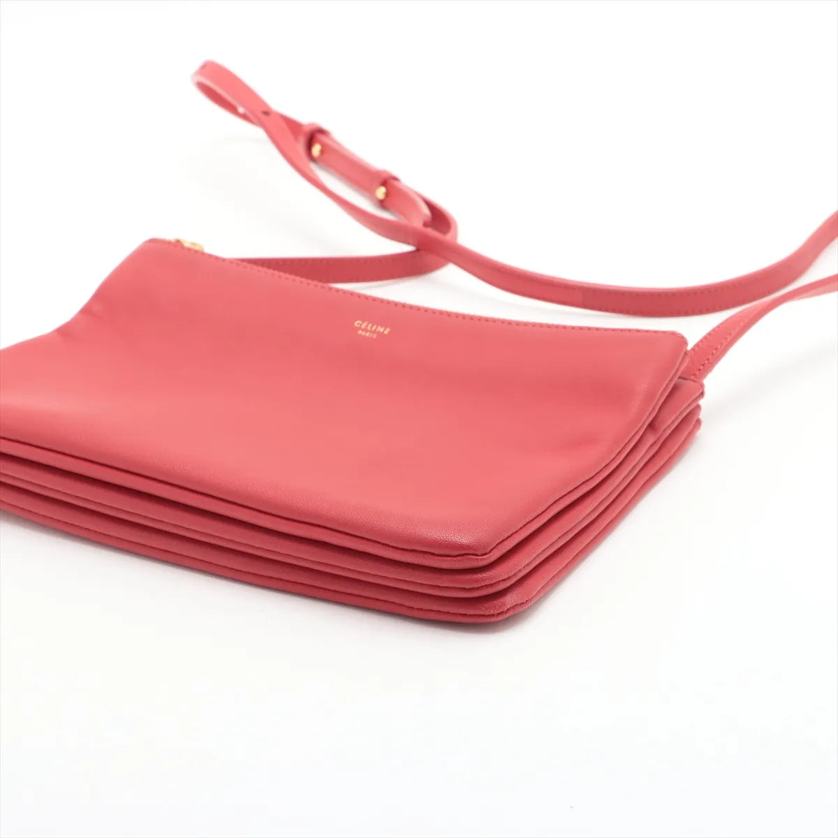 Celine Trio Leather Shoulder Bag Red