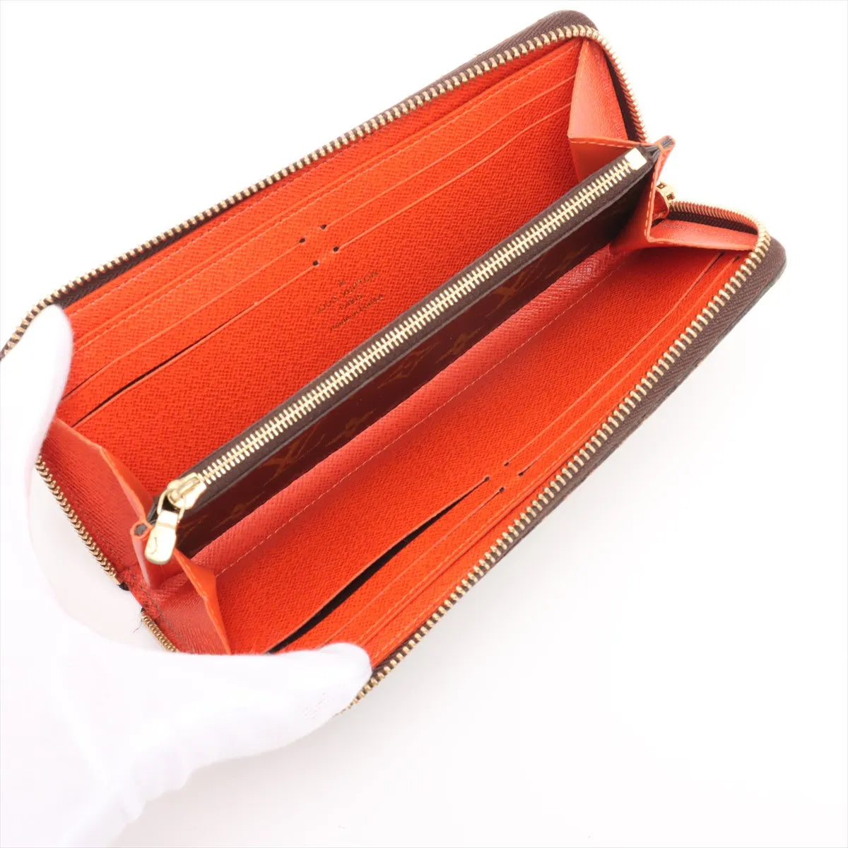 Louis Vuitton Monogram Clemence Wallet Brown x Orange