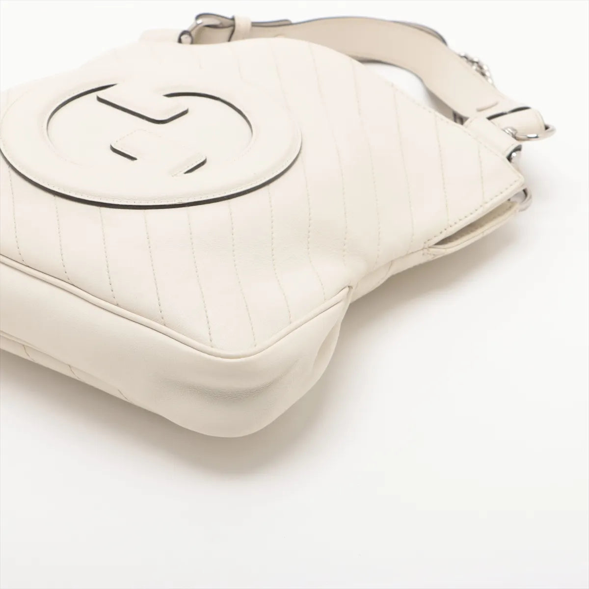 Gucci GG Logo Blondie Leather Shoulder Tote Bag White