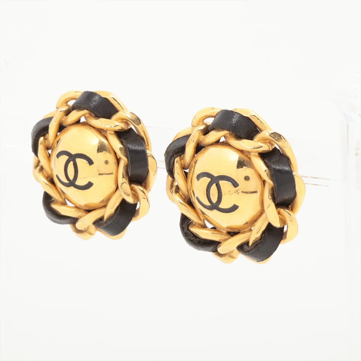 Chanel CC Logo Camellia Chain Clip-on Earring