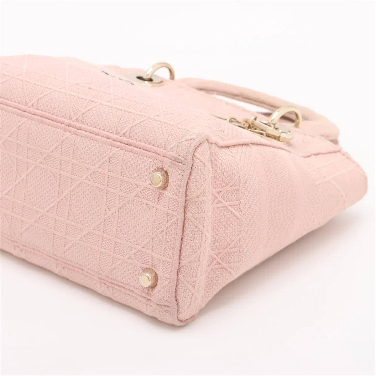 Christian Dior Lady D Lite Medium Canvas Two-Way Handbag Dusty Pink
