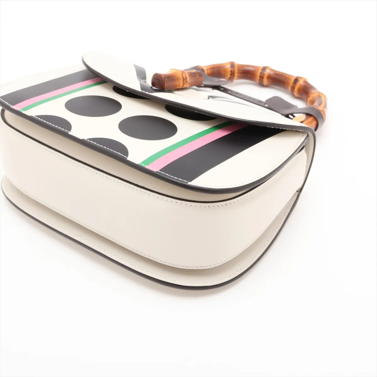 Gucci Bamboo 1947 Leather Two-Way Handbag White x Multicolor