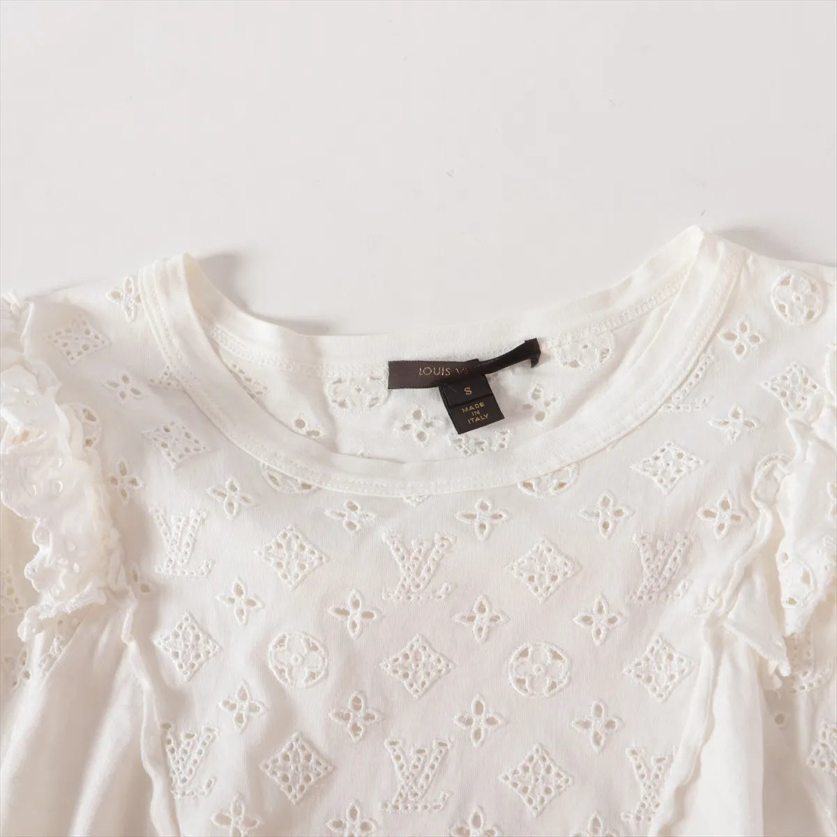 Louis Vuitton Monogram Eyelet Cotton Blouse White
