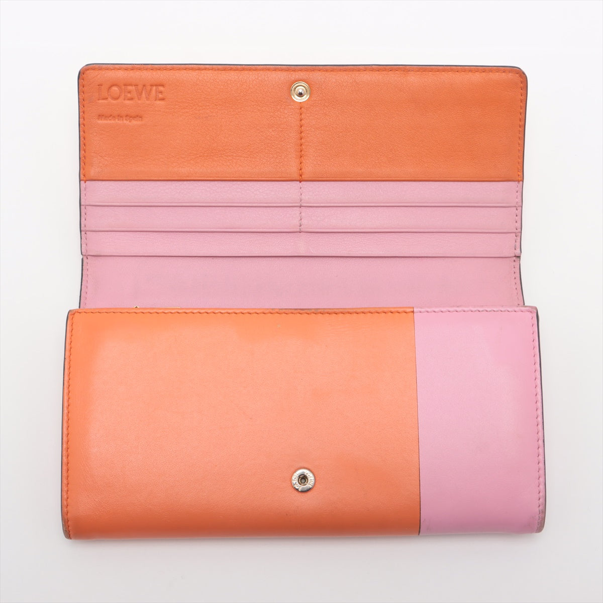 Loewe Anagram Bicolor Leather Wallet Pink x Orange
