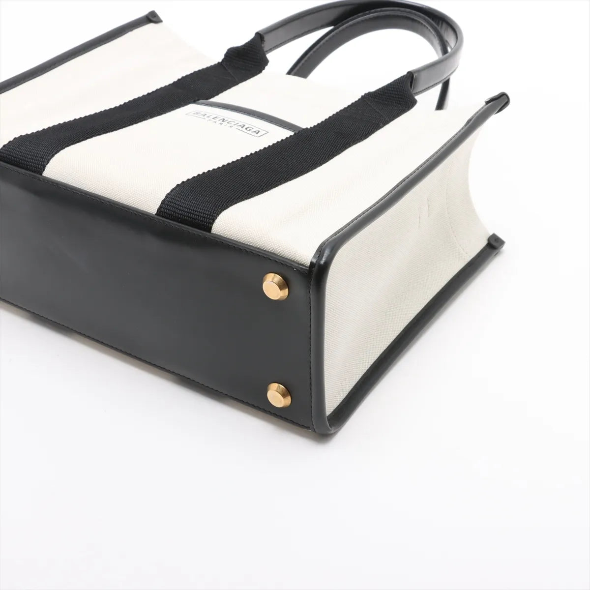 Balenciaga Hardware Canvas Leather Two-Way Tote Bag White x Black