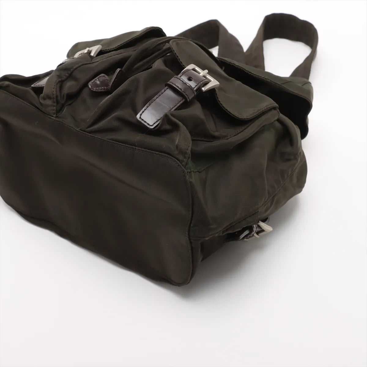 Prada Tessuto Nylon Leather Backpack Khaki