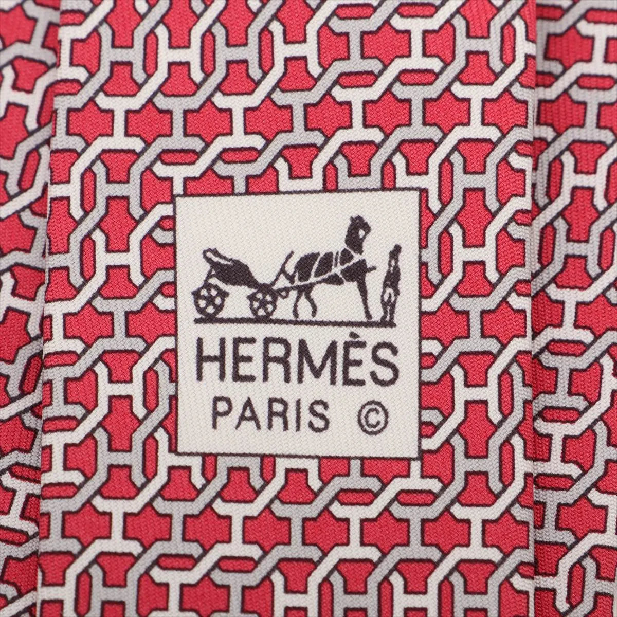 Hermès Chain H Silk Necktie Red