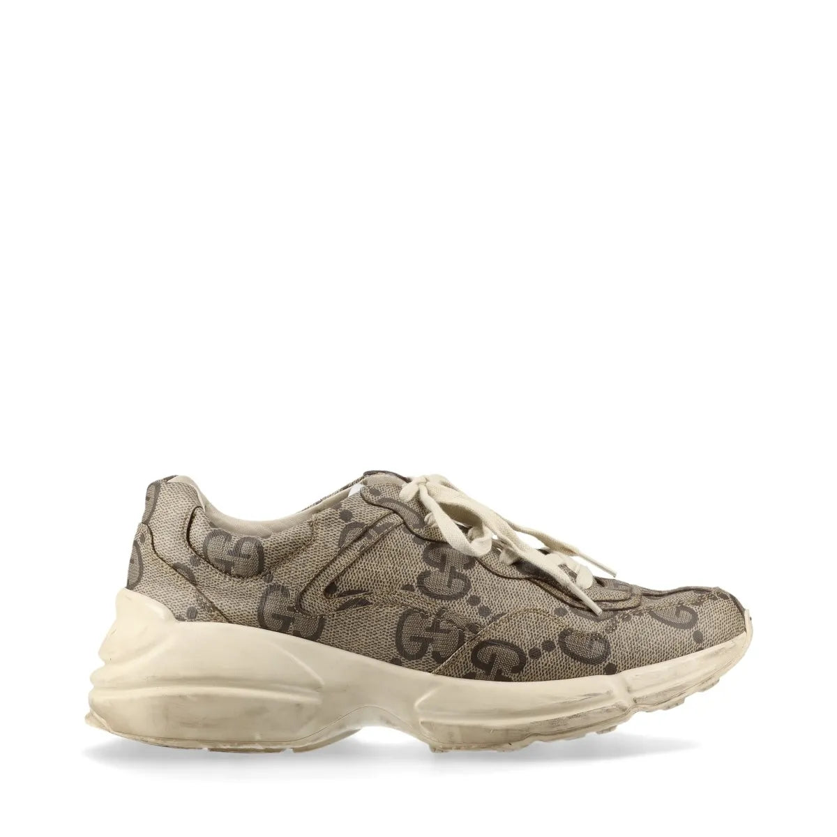 Gucci Rhyton Leather Sneakers Mens Beige
