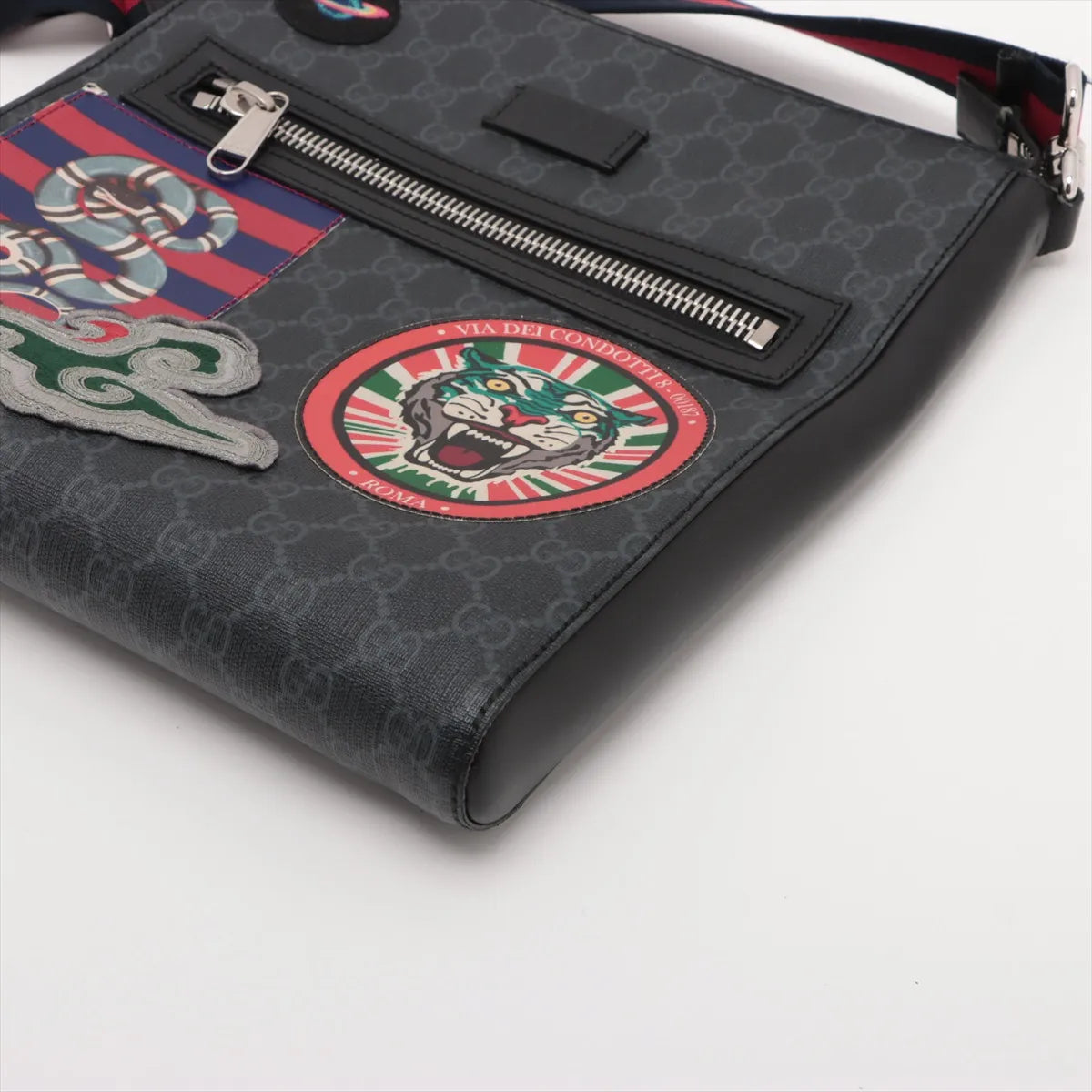 Gucci Black GG Supreme Canvas Night Courier Messenger Bag