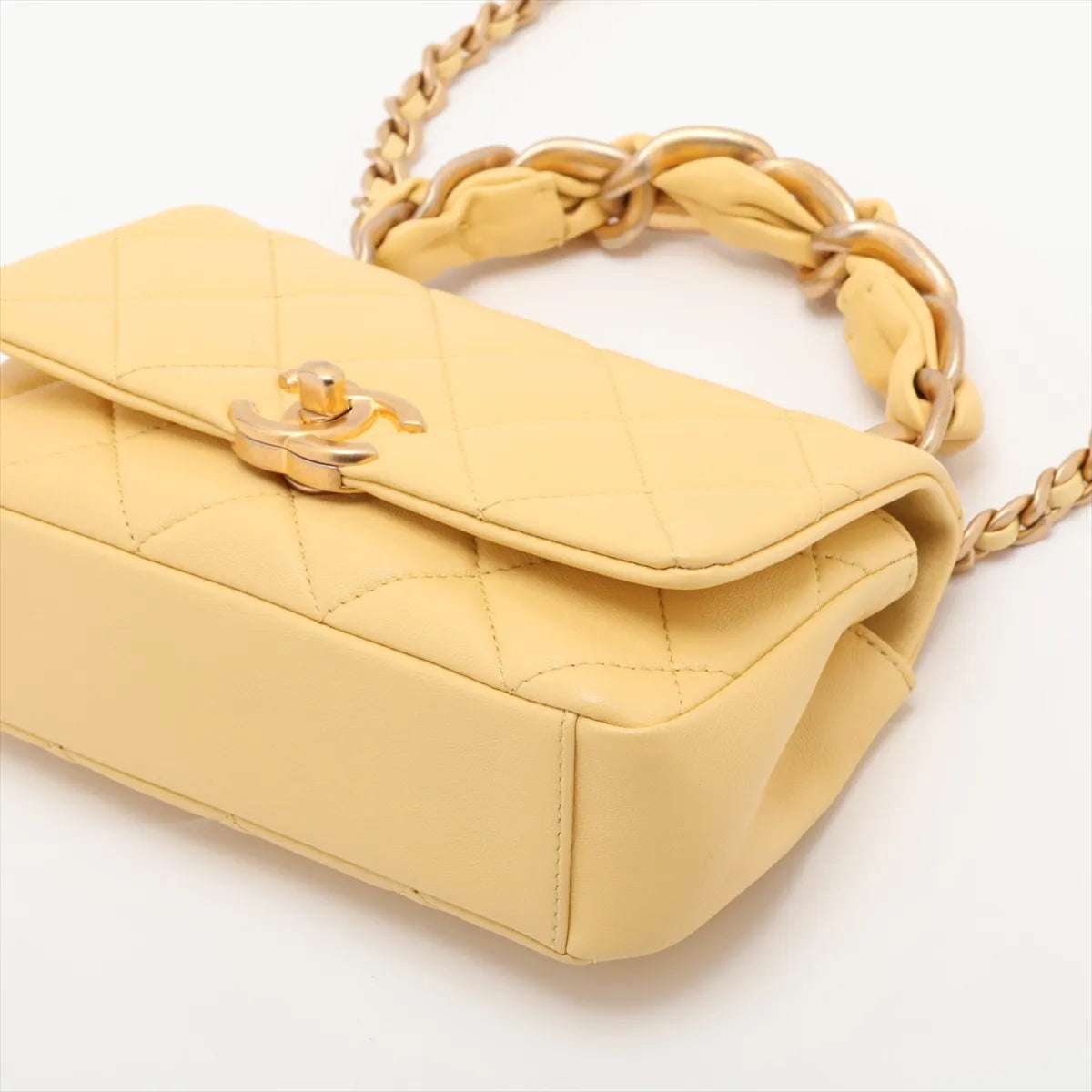 Chanel Mini Matelasse Lambskin Two-Way Shoulder Bag Yellow