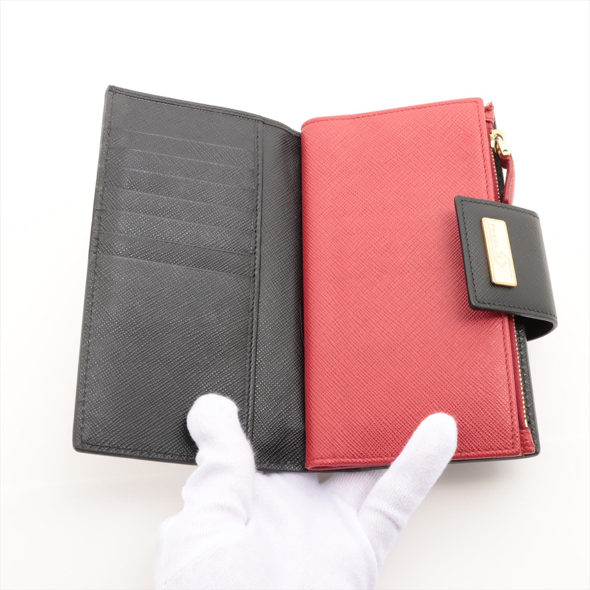 Prada Saffiano Smarto Robot Leather Wallet Black