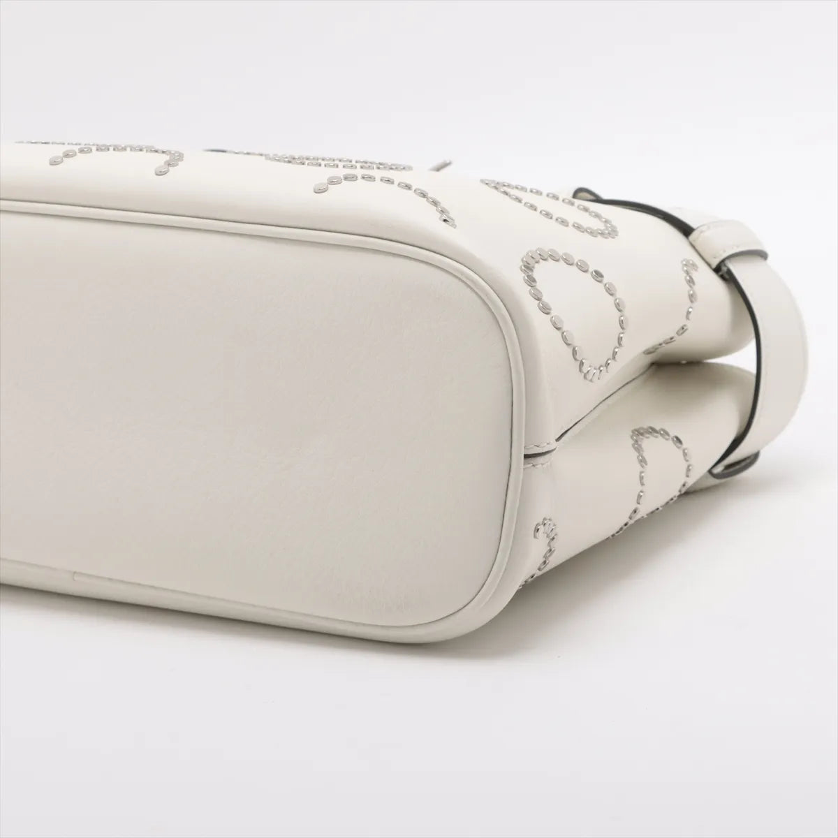 Prada Buckle Belt Studs Two-Way Shoulder Bag White