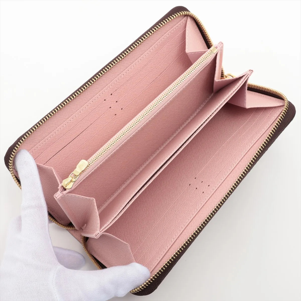 Louis Vuitton Damier Ebene Zippy Wallet Rose Ballerine