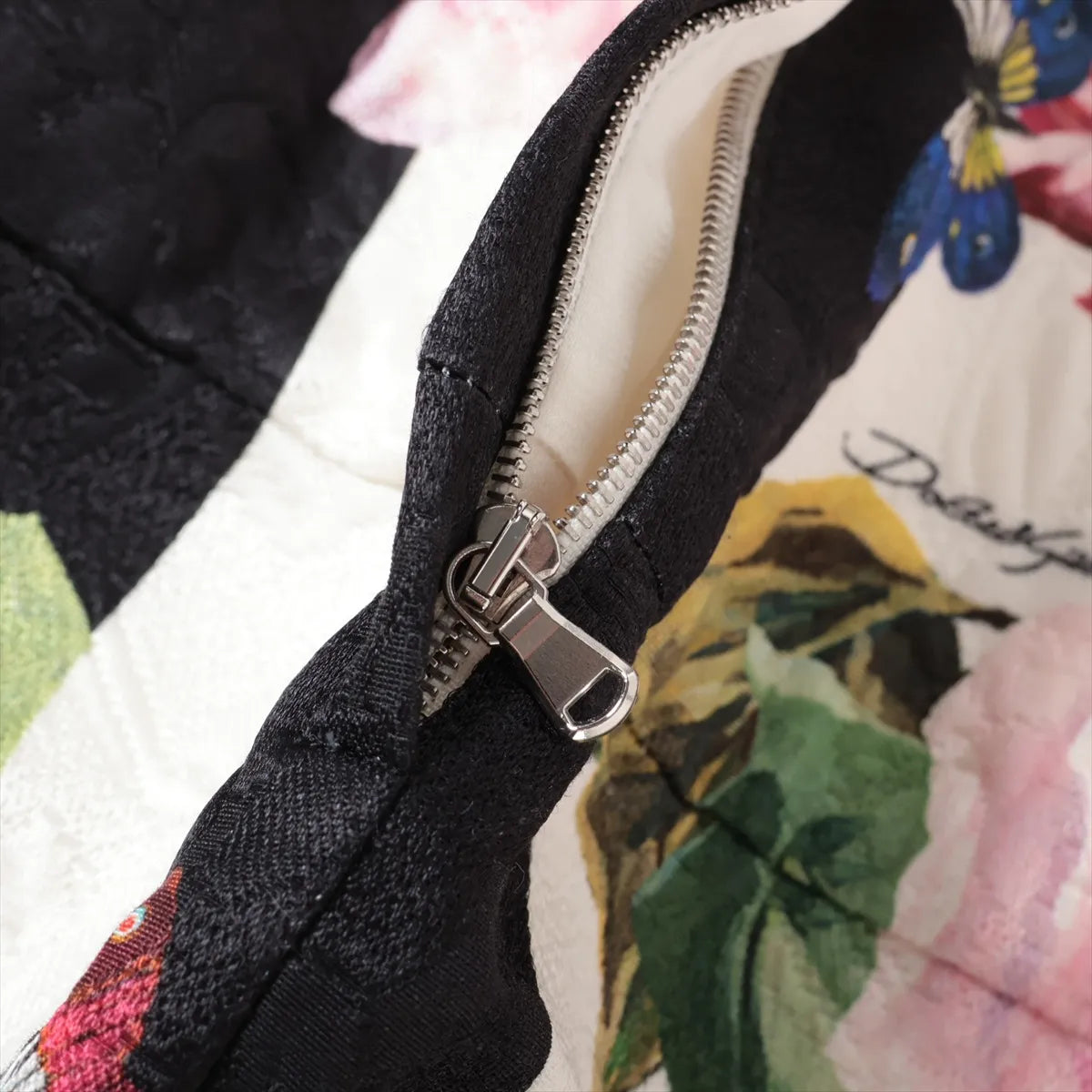 Dolce & Gabbana Floral Stripe Cotton Skirt Black x White
