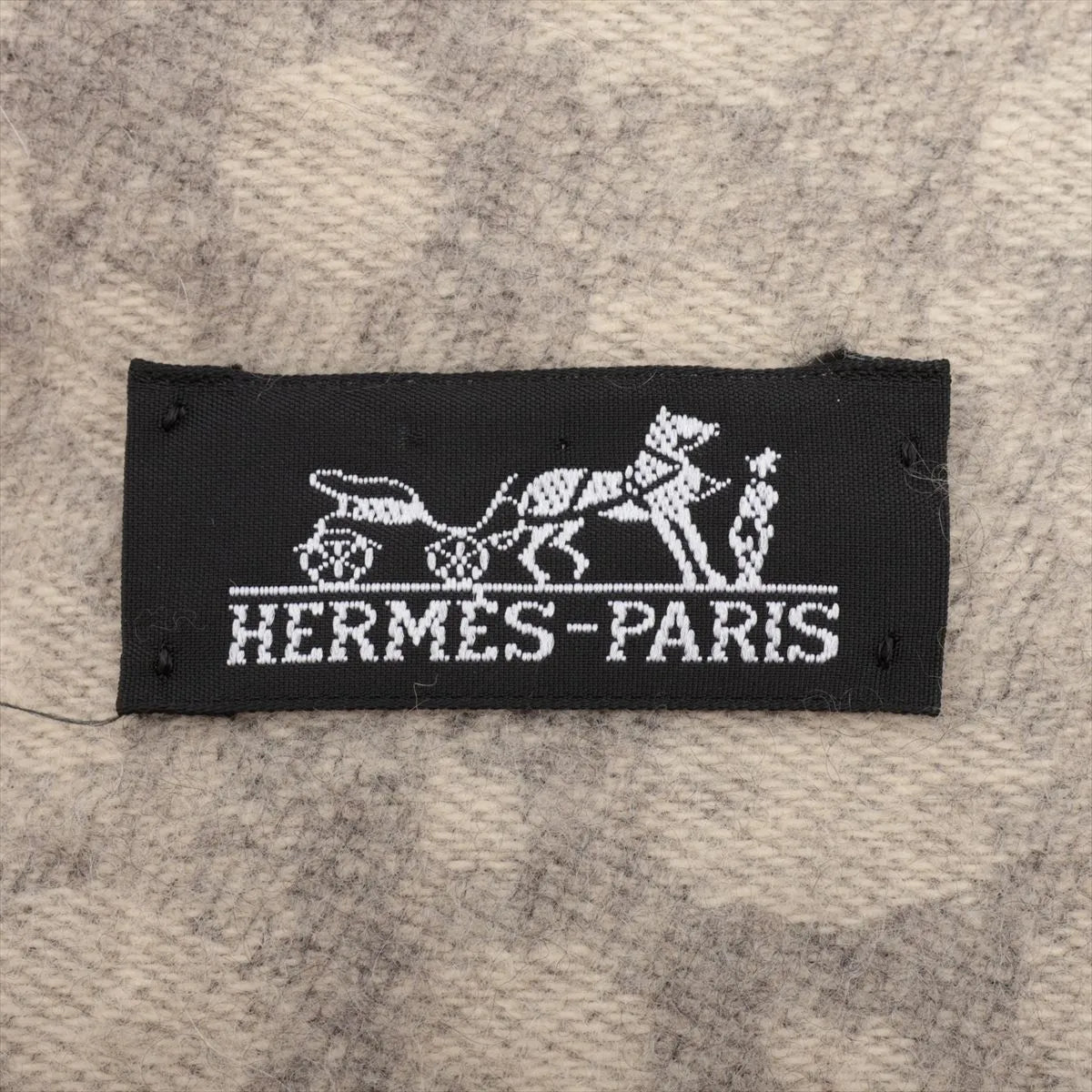 Hermès Leopard Fringe Scarf Gray x Beige