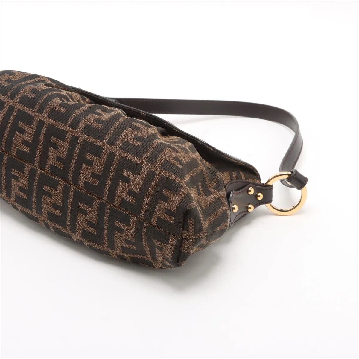 Fendi Zucca Canvas Leather Shoulder Bag Brown