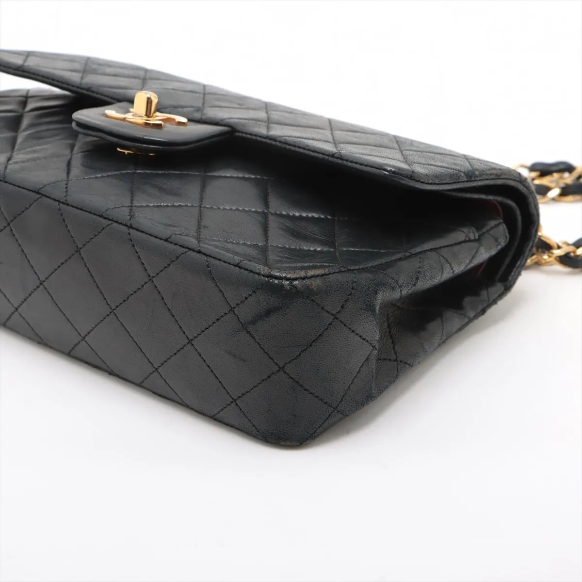 Chanel CC Logo Matelasse 23 Small Lambskin Double Flap Double Chain Bag Black
