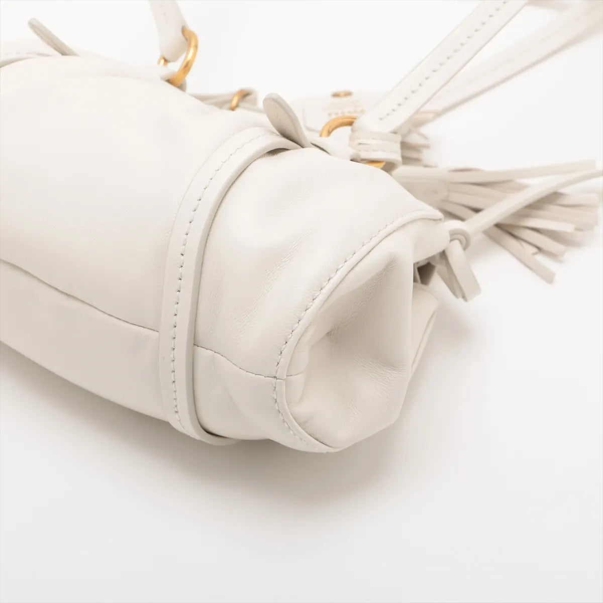 Miu Miu Joie Leather Shoulder Bag White
