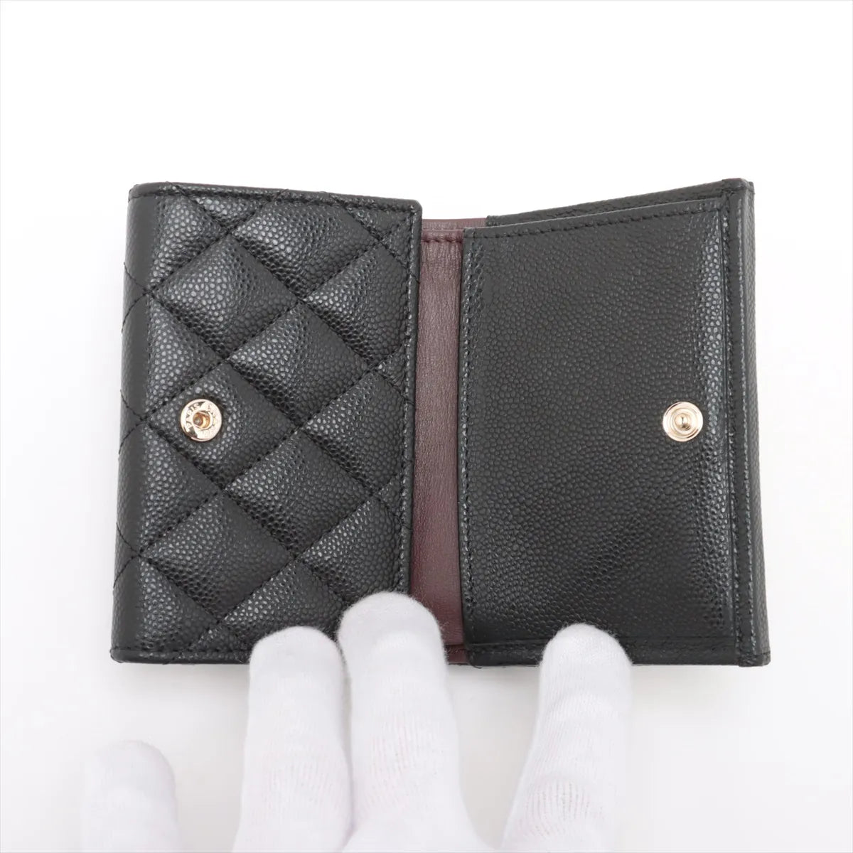 Chanel CC Logo Matelasse Caviar Skin Wallet Black