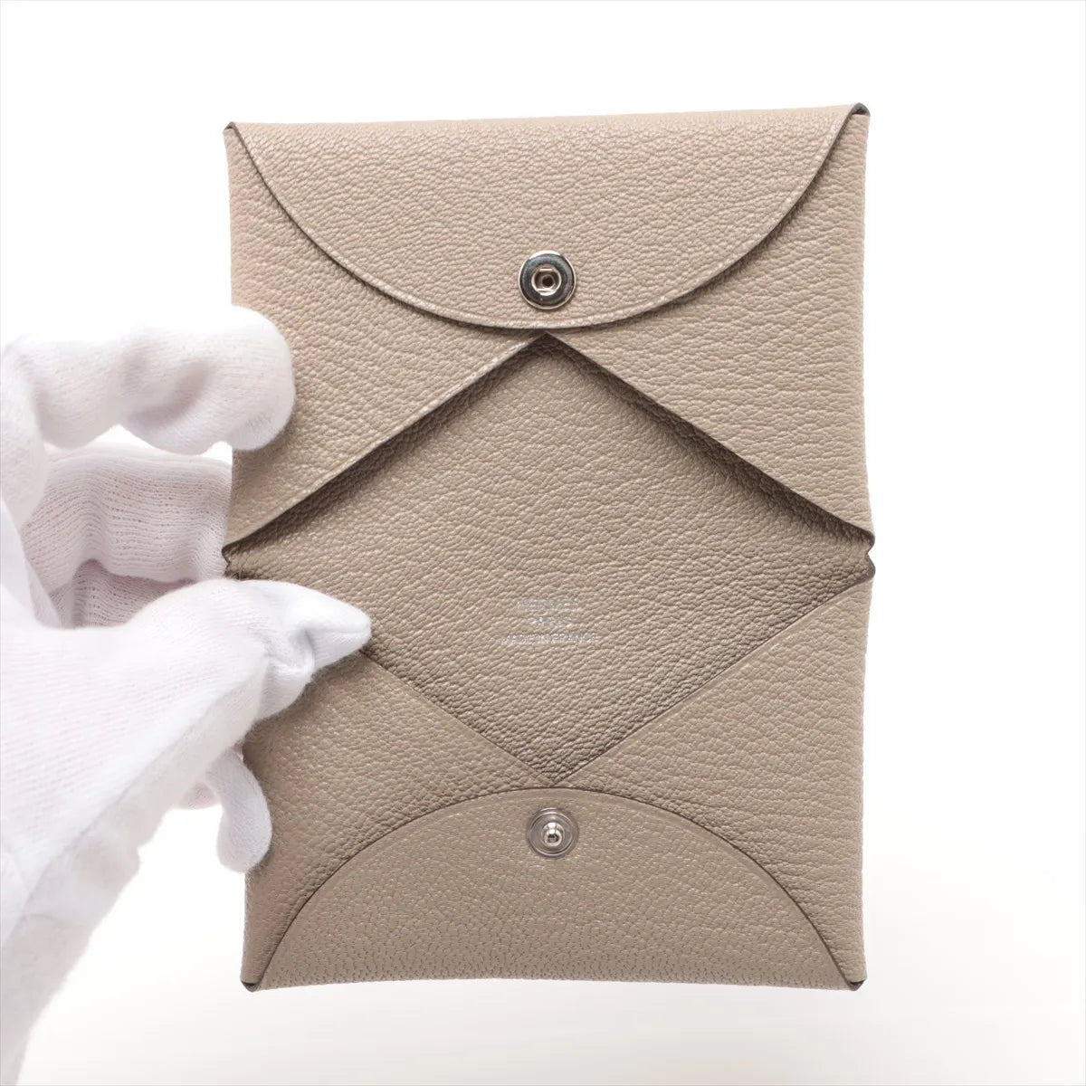 Hermès Calvi Card Holder Greige
