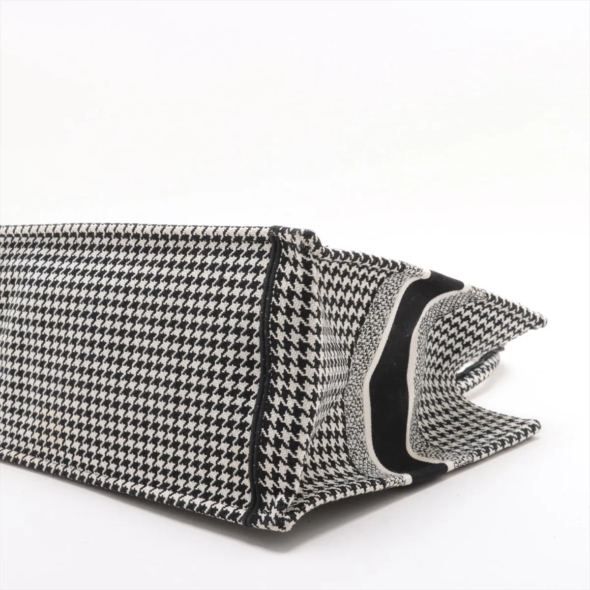 Christian Dior Houndstooth Canvas Book Tote Bag Black x White