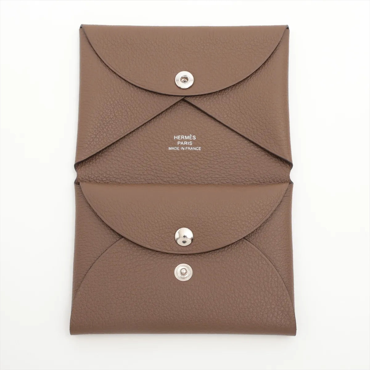 Hermès Calvi Duo Evercolor Card Holder Brown