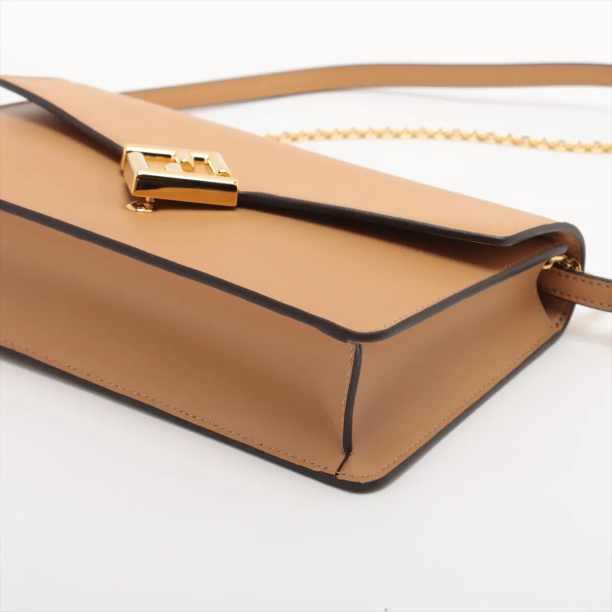 Fendi FF Diamonds Continental Logo Leather Chain Shoulder Bag Brown