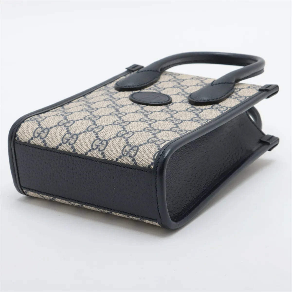 Gucci GG Supreme Canvas Unisex Small Tote Crossbody Bag Navy Blue
