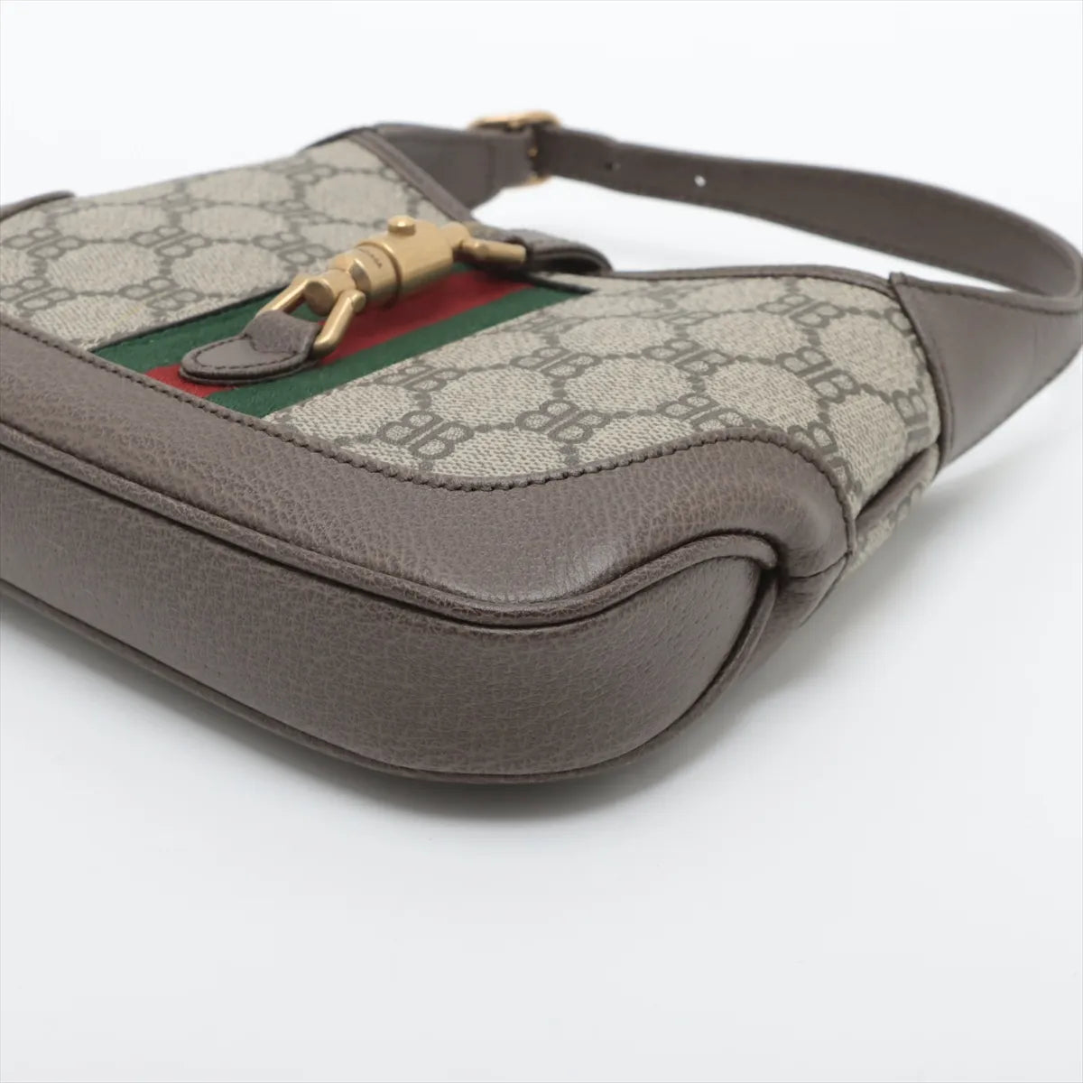 Gucci x Balenciaga Jackie Leather Shoulder Bag Greige
