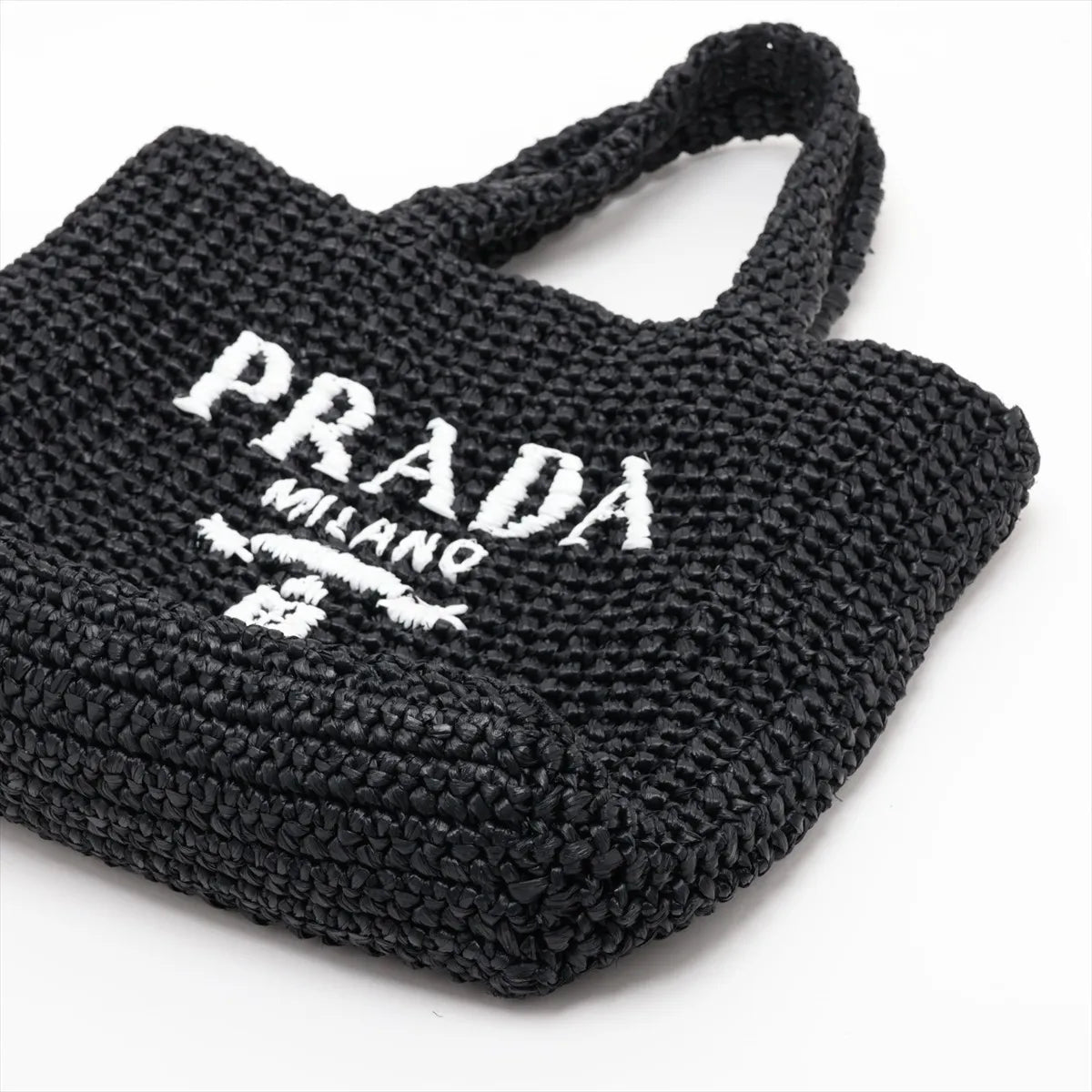 Prada Raffia Tote Bag Black