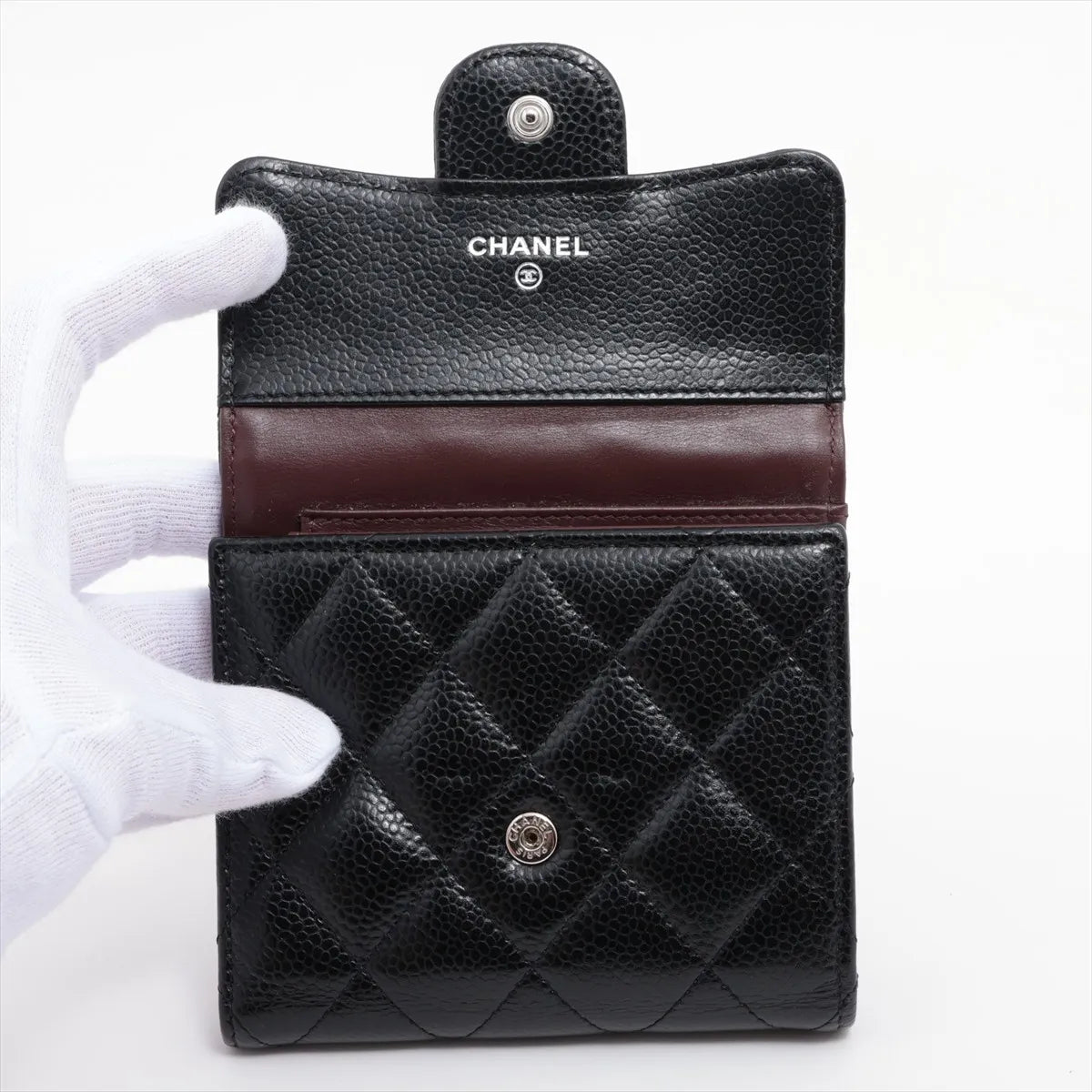 Chanel CC Logo Matelasse Caviar Skin Wallet Black