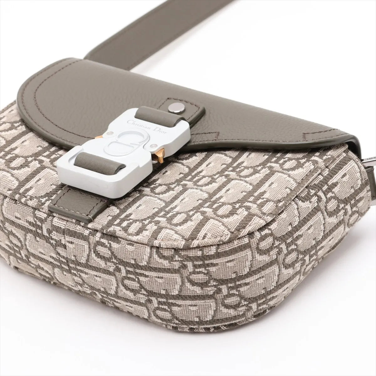 Christian Dior Oblique Saddle Mini Canvas Leather Messenger Bag Khaki