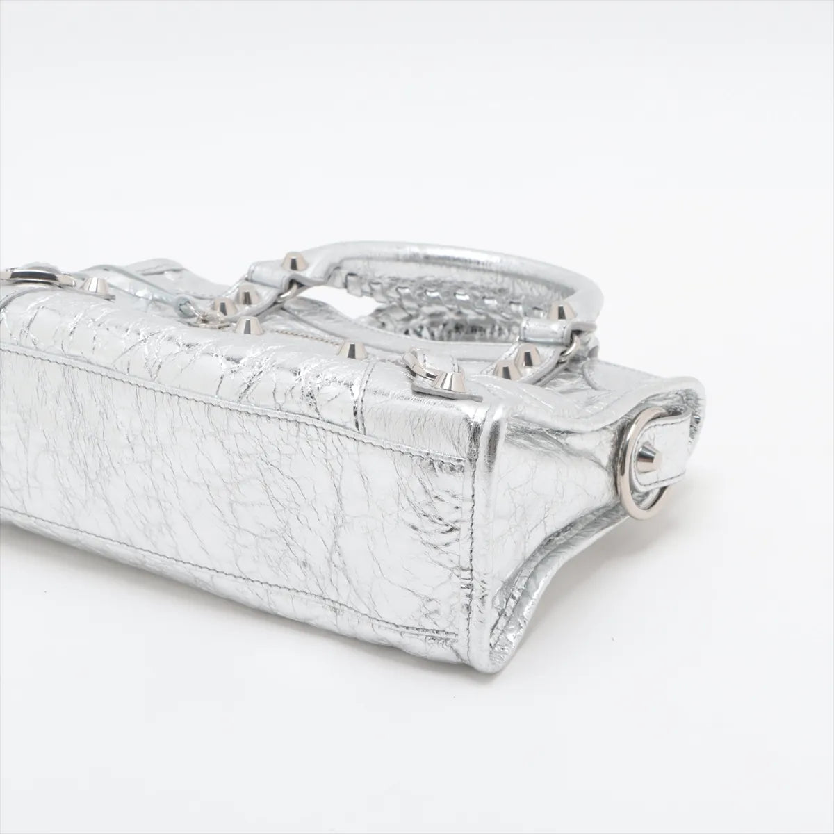 Balenciaga Le City Small Leather Two-Way Handbag Metallic Silver
