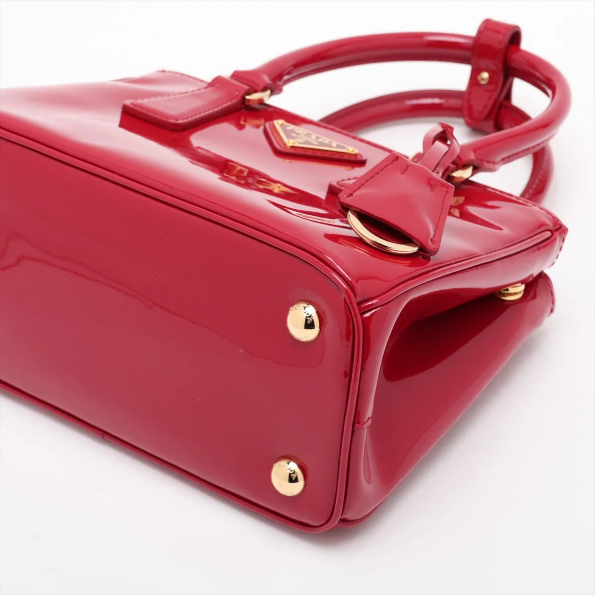 Prada Patent Leather Two-Way Handbag Red