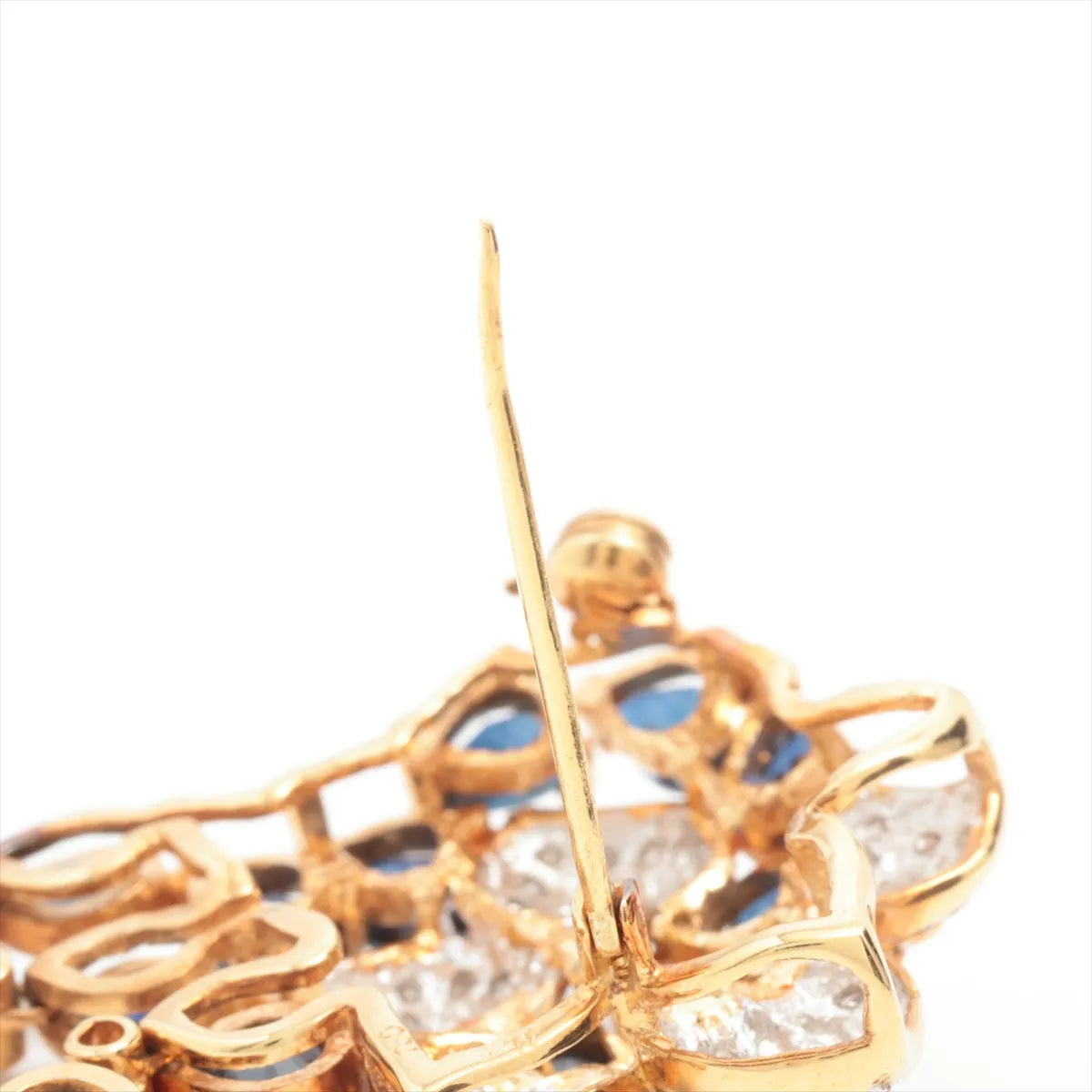 Flower Sapphire Diamond Brooch