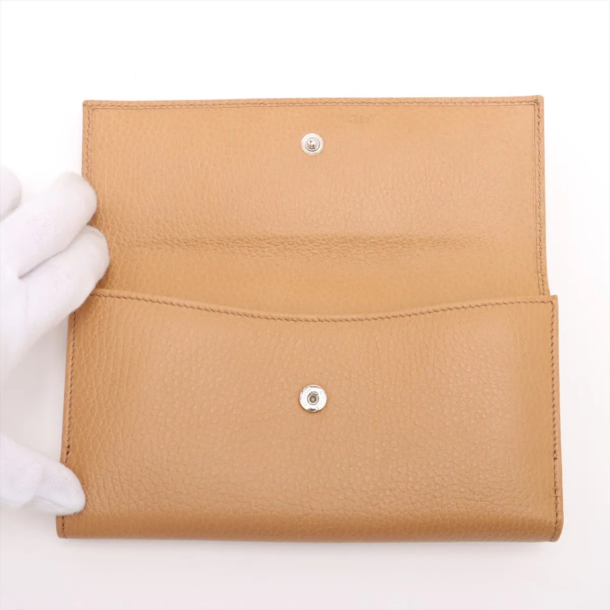 Gucci GG Logo Sukey Leather Long Wallet Light Brown