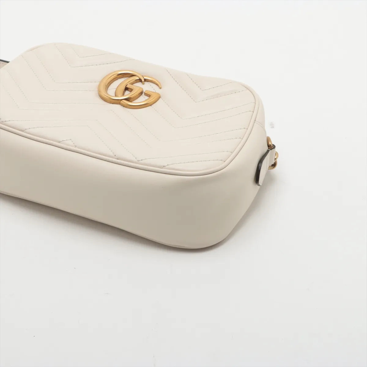 Gucci GG Marmont Leather Chain Shoulder Bag White