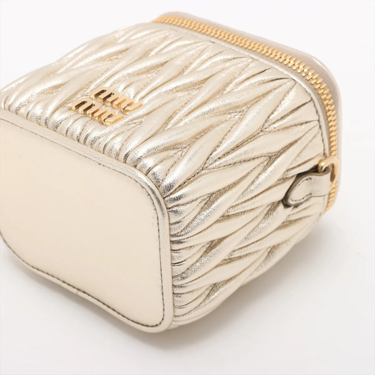 Miu Miu Matelasse Leather Micro Shoulder Bag Gold — product photo 3