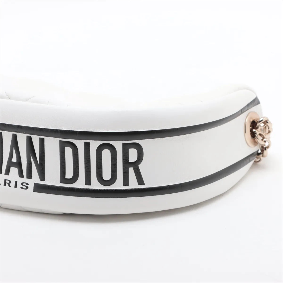 Christian Dior Vibe Hobo Leather Two-Way Shoulder Bag White x Black