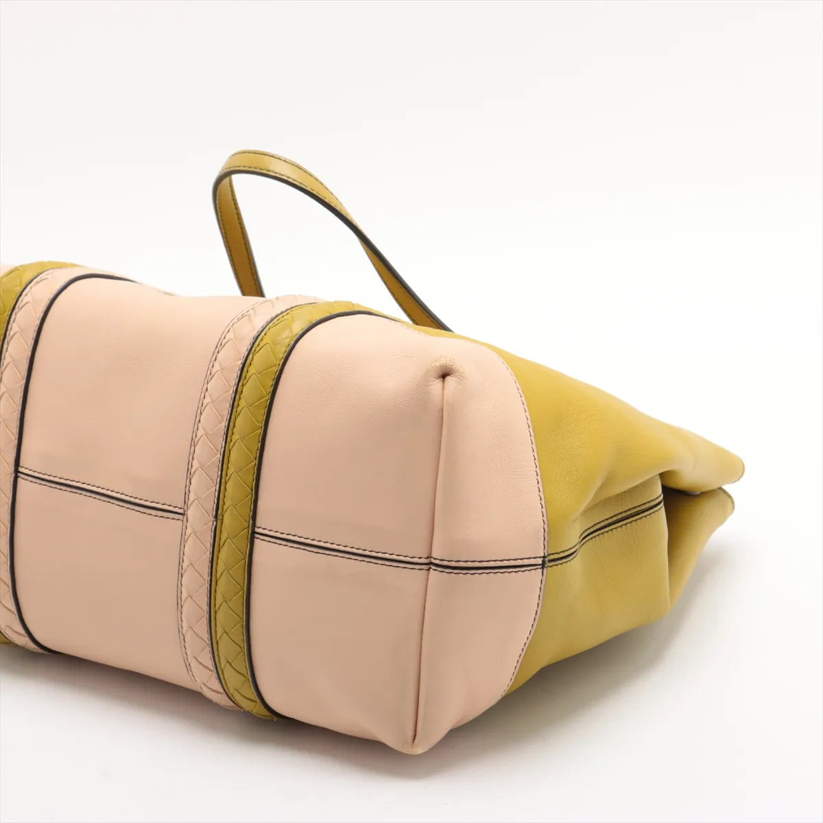 Bottega Veneta Intrecciato Corso Leather Tote Bag Green x Pink