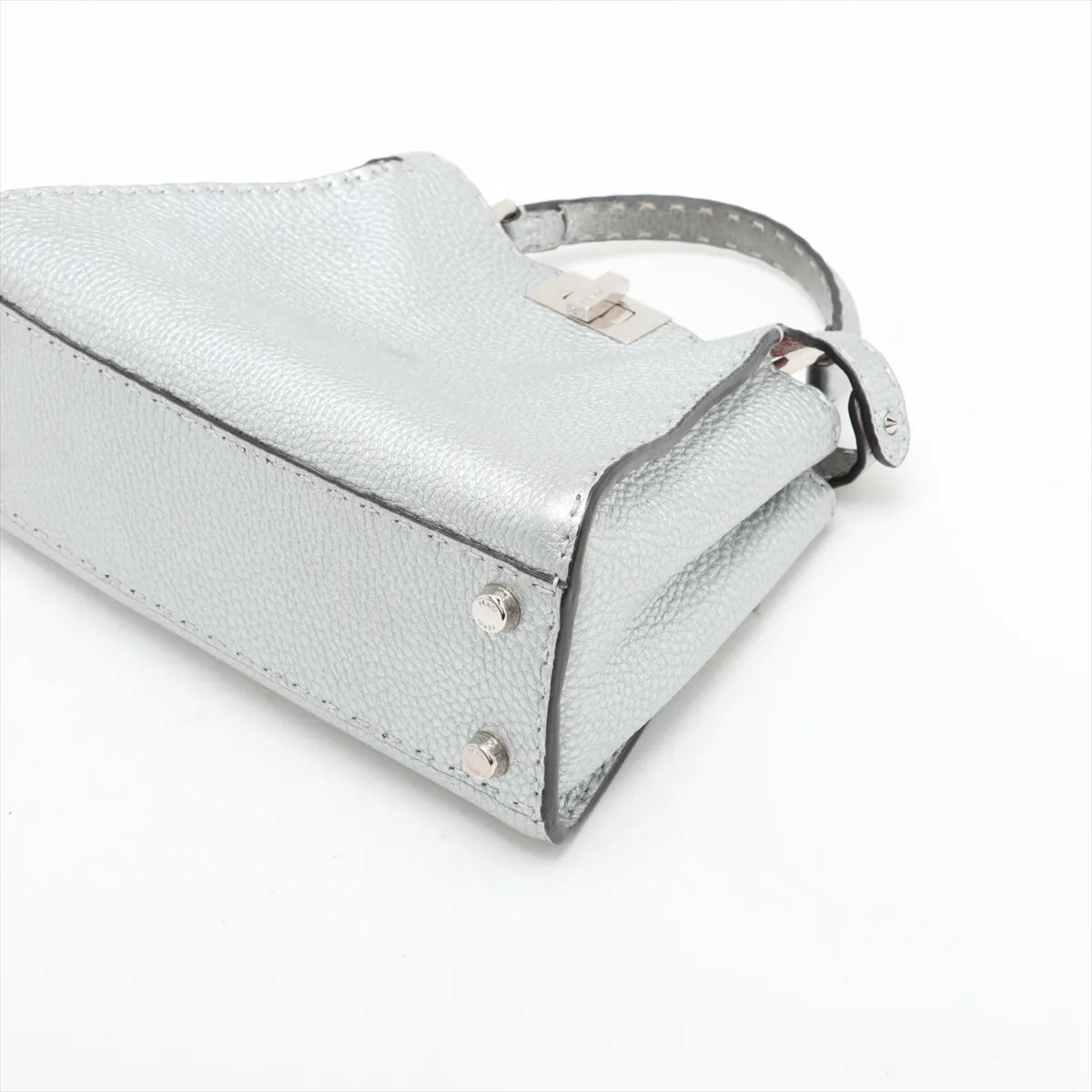 Fendi Peekaboo Essentially Selleria Shoulder Bag Silver